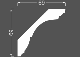 Плинтус потолочный МДФ грунтованный под покраску К 1.97.20 Ликорн 69х69 мм
