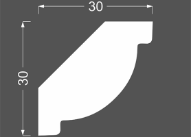 Плинтус потолочный МДФ грунтованный под покраску К 3.42.16 Ликорн 30х30 мм